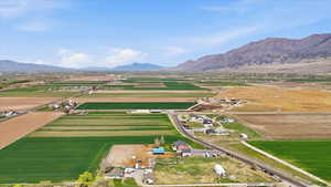 View of rural area with abundant farmland and mountains