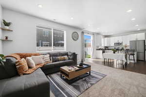 Living area featuring recessed lighting