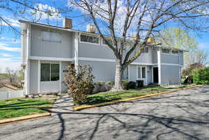Mid-century home featuring a chimney