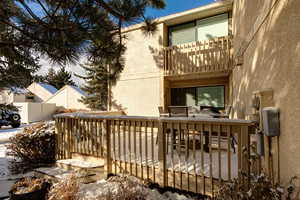 View of rear wooden deck