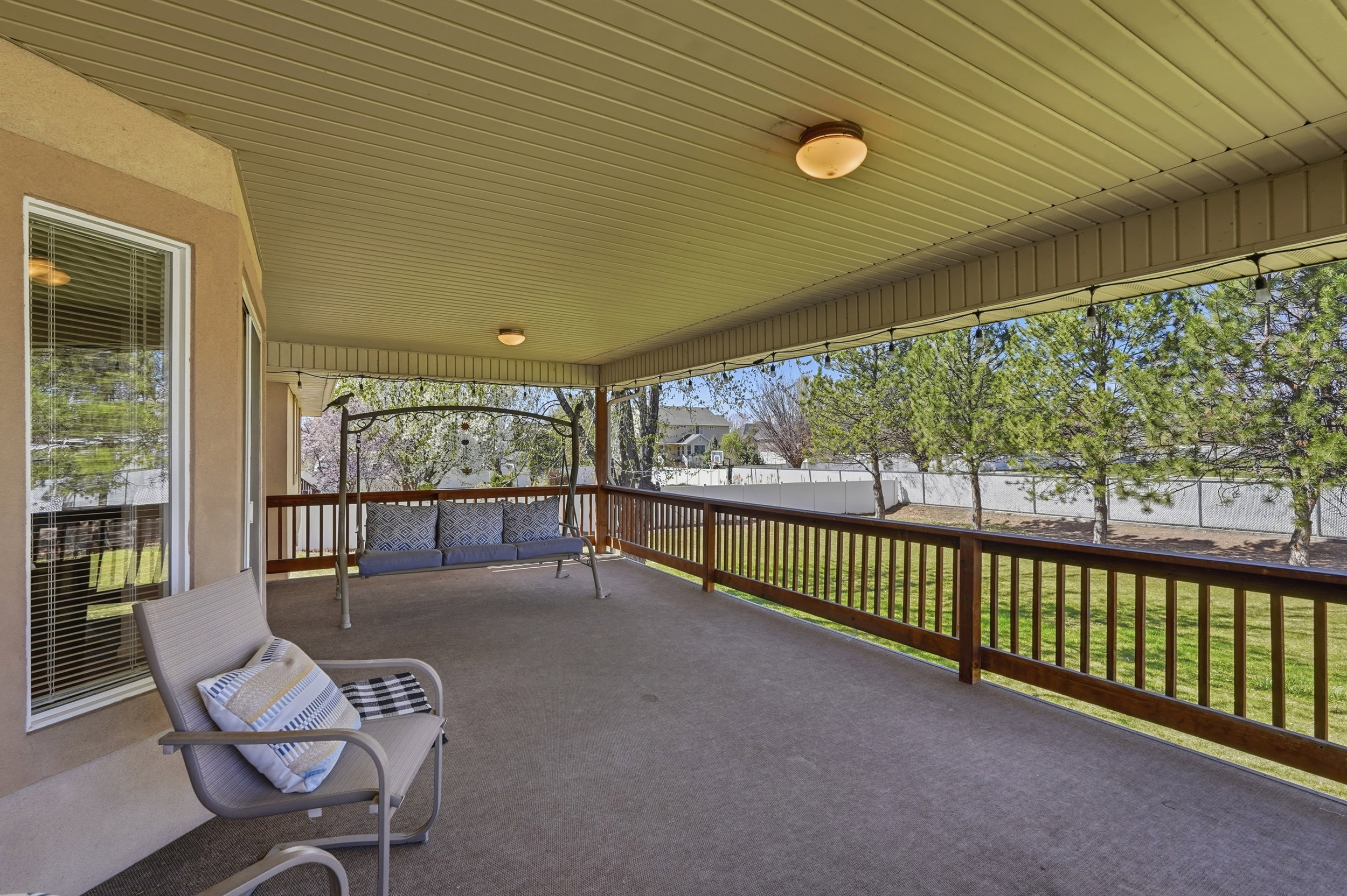 View of fenced backyard