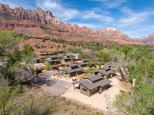 Aerial view of a mountainous background