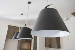 Kitchen view of pendant lighting