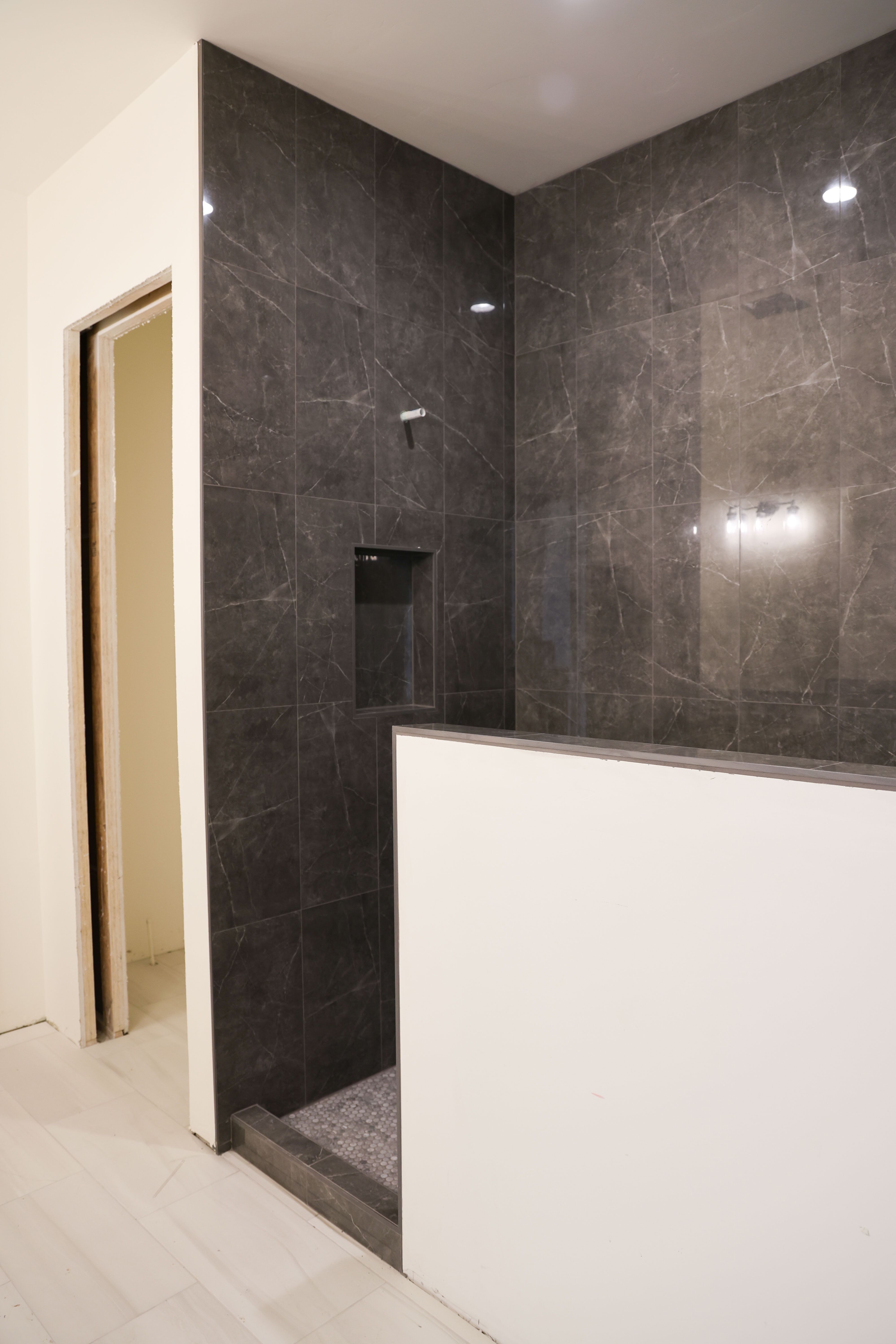 Bathroom with a walk in shower