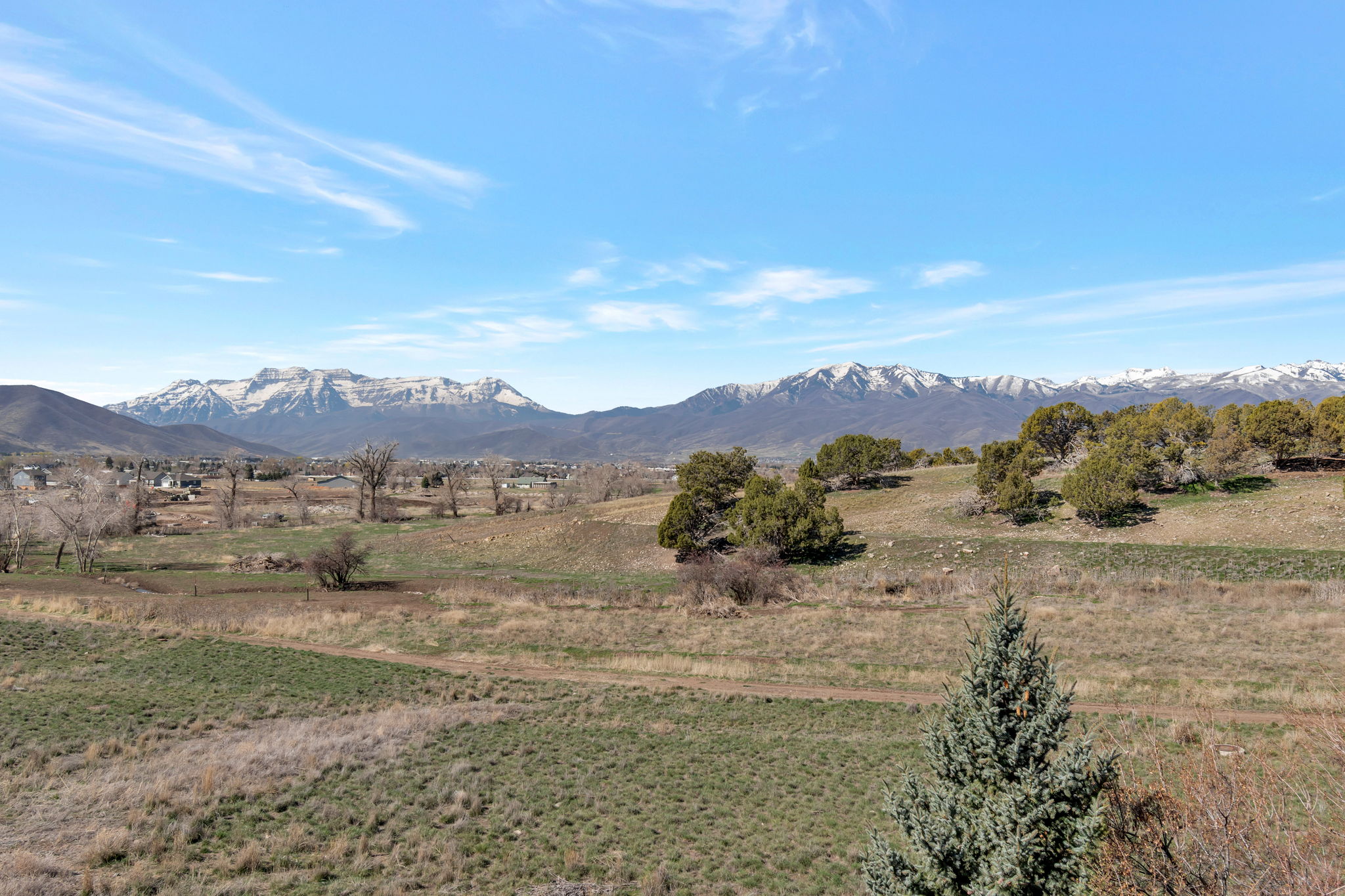 View of mountain background with rural landscape