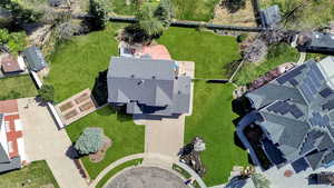 Aerial perspective of suburban area