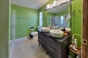 Primary bath with double sinks.