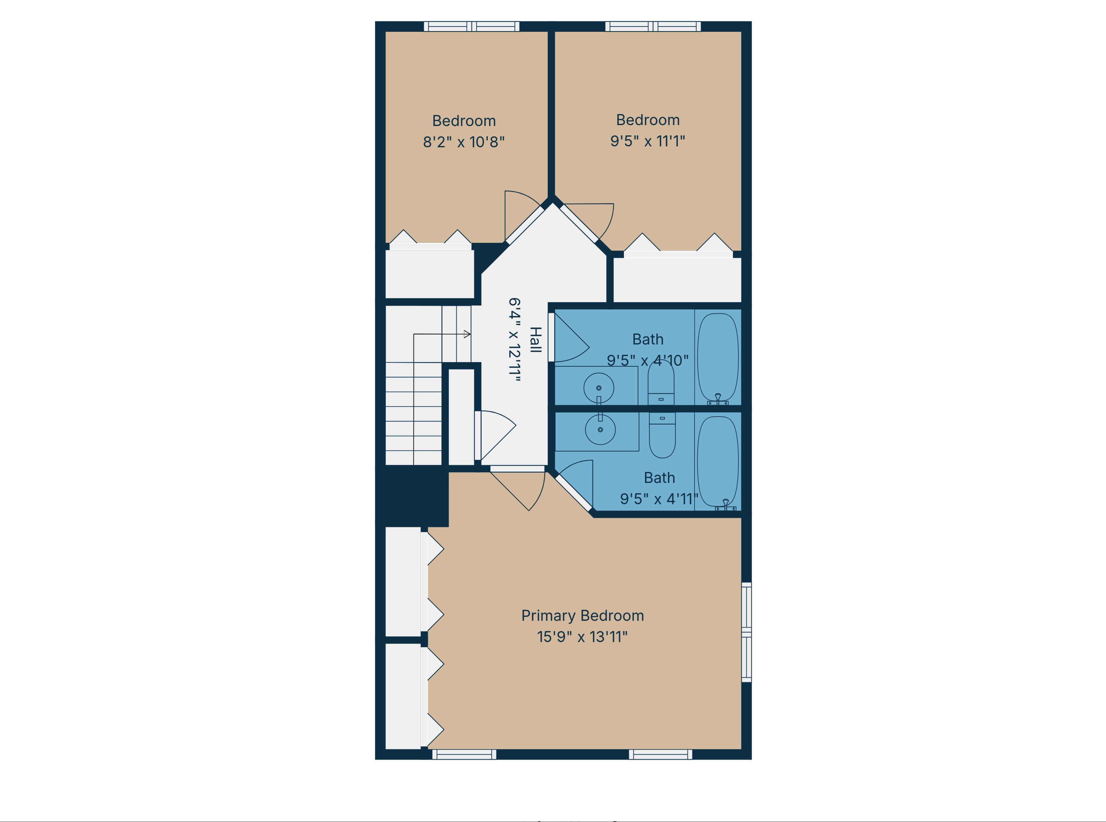 Upstairs (Notice 2 Bathrooms)