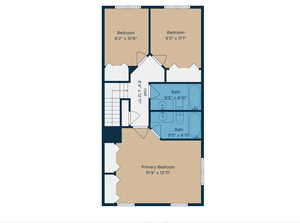 Upstairs (Notice 2 Bathrooms)