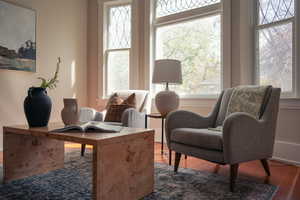 Living area featuring wood finished floors