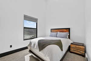 Bedroom with carpet flooring