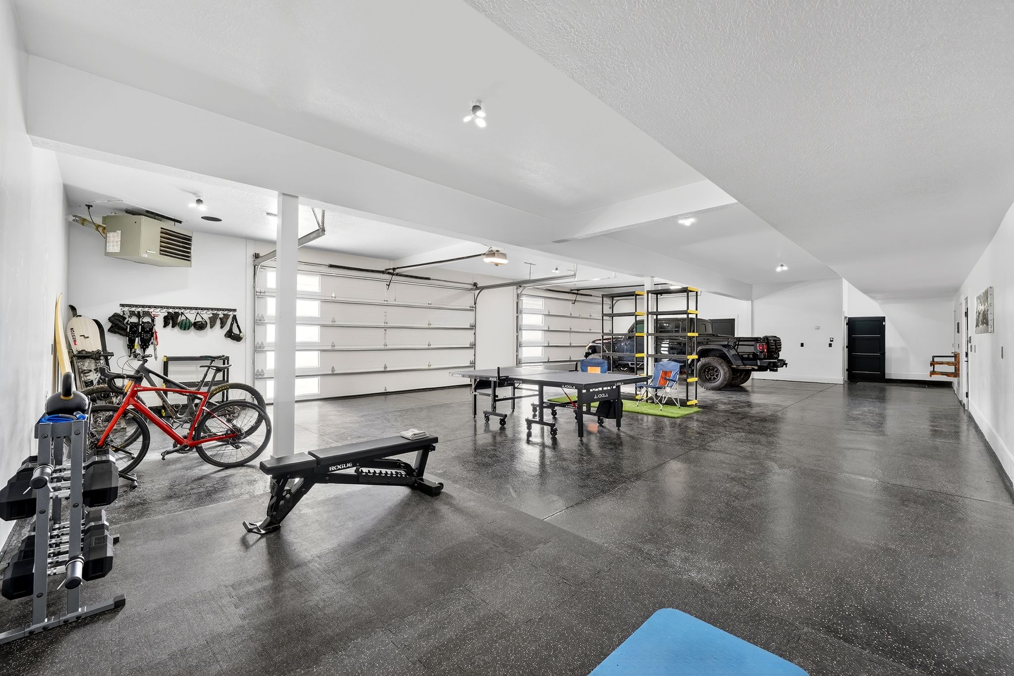 Garage with a heating unit