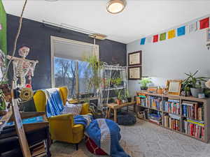 Sitting room with carpet floors