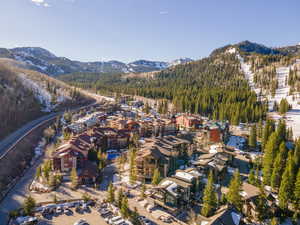 Aerial view of a mountain backdrop
