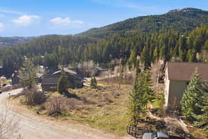 Drone / aerial view of a mountain backdrop