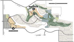 Master Plan Map of the Copper Rock Development with the lot location marked with a red X