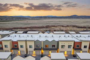 Aerial view at dusk of a mountain view