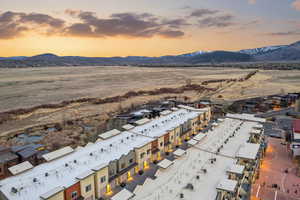 Drone / aerial view of a mountainous background