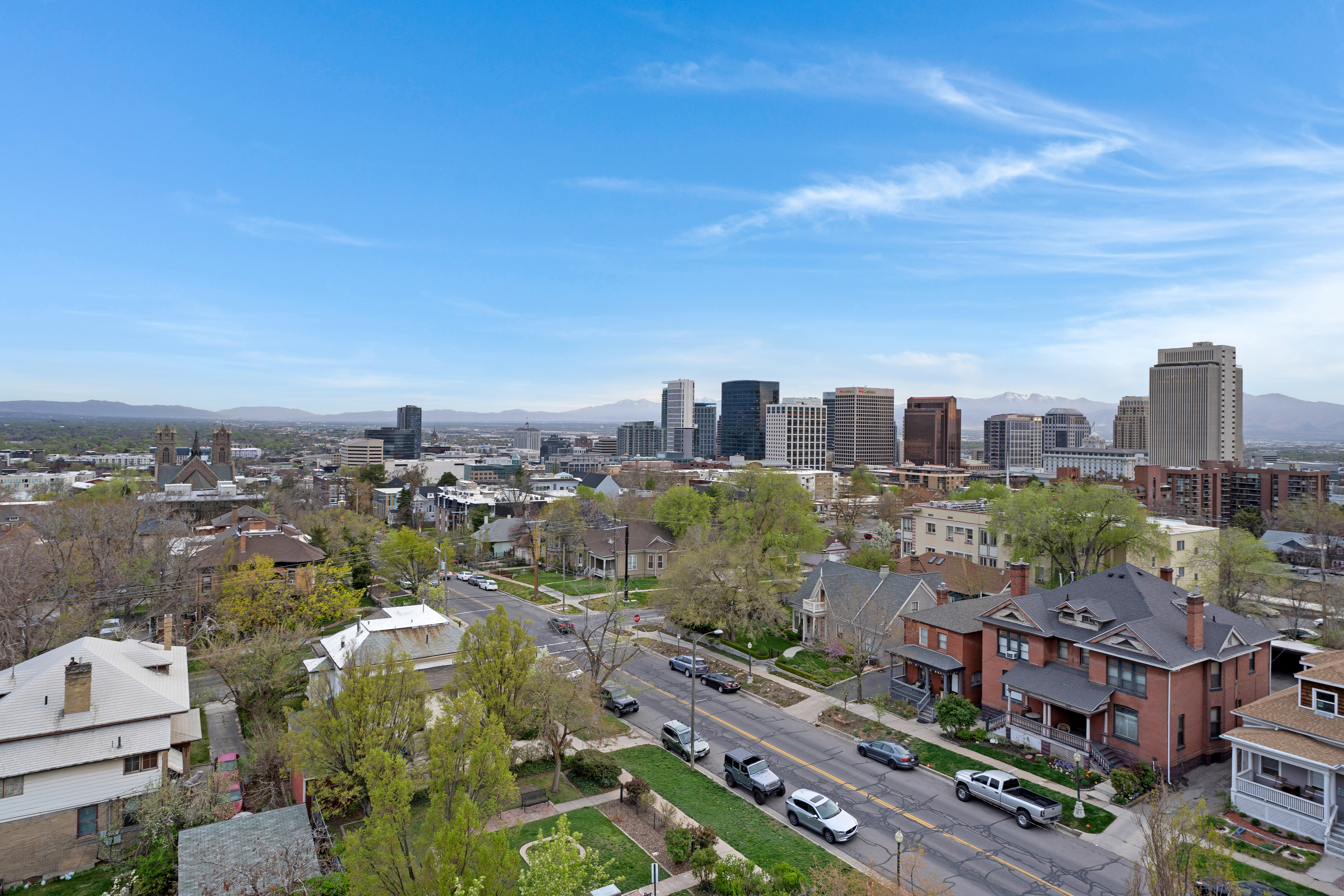 View of urban area featuring a mountainous background