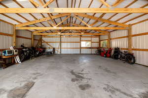 Garage with metal wall