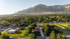 Bird's eye view of a mountain backdrop