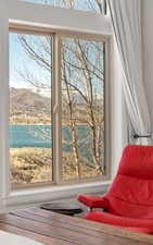 Living area with a water view