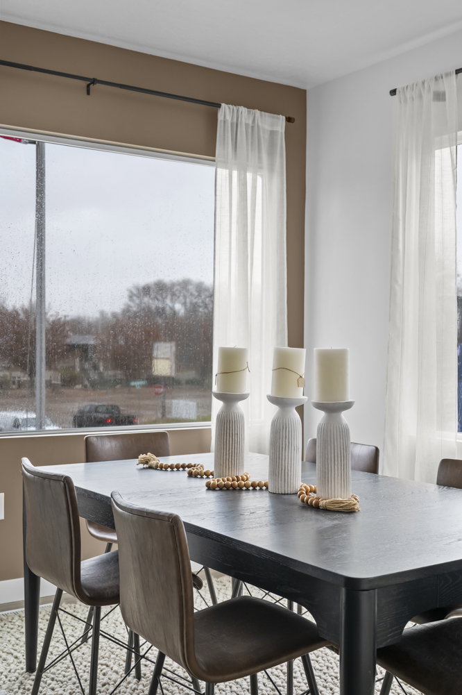 Dining area with baseboards