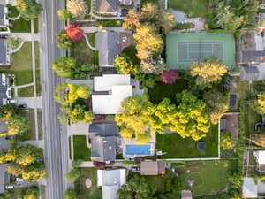 Aerial perspective of suburban area