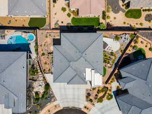 Drone / aerial view of a pool