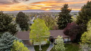 View from above of property with mountains
