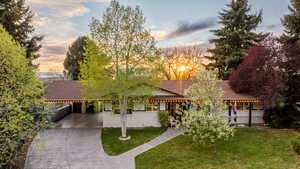 Ranch-style home featuring a carport, roof with shingles, and driveway