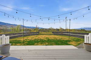 Deck featuring a mountain view