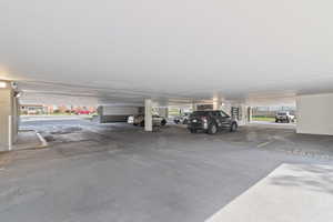 Garage with a parking garage underneath the building