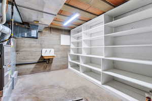 Storage area with sink and shelving
