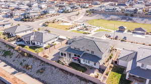Aerial perspective of suburban area