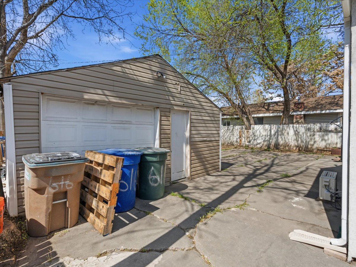 View of detached garage