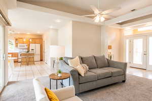 Comfortable living space with open layout to the kitchen