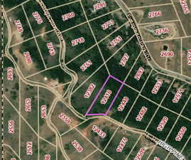 Aerial map of property and surrounding area with property parcel outlined