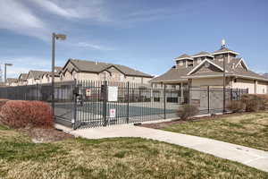 Fenced community pool and clubhouse