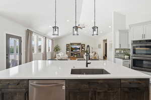 View looking from the kitchen into the great room