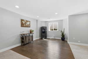 Hardwood area stubbed for kitchen in basement