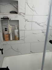 Primary bathroom view of a shower