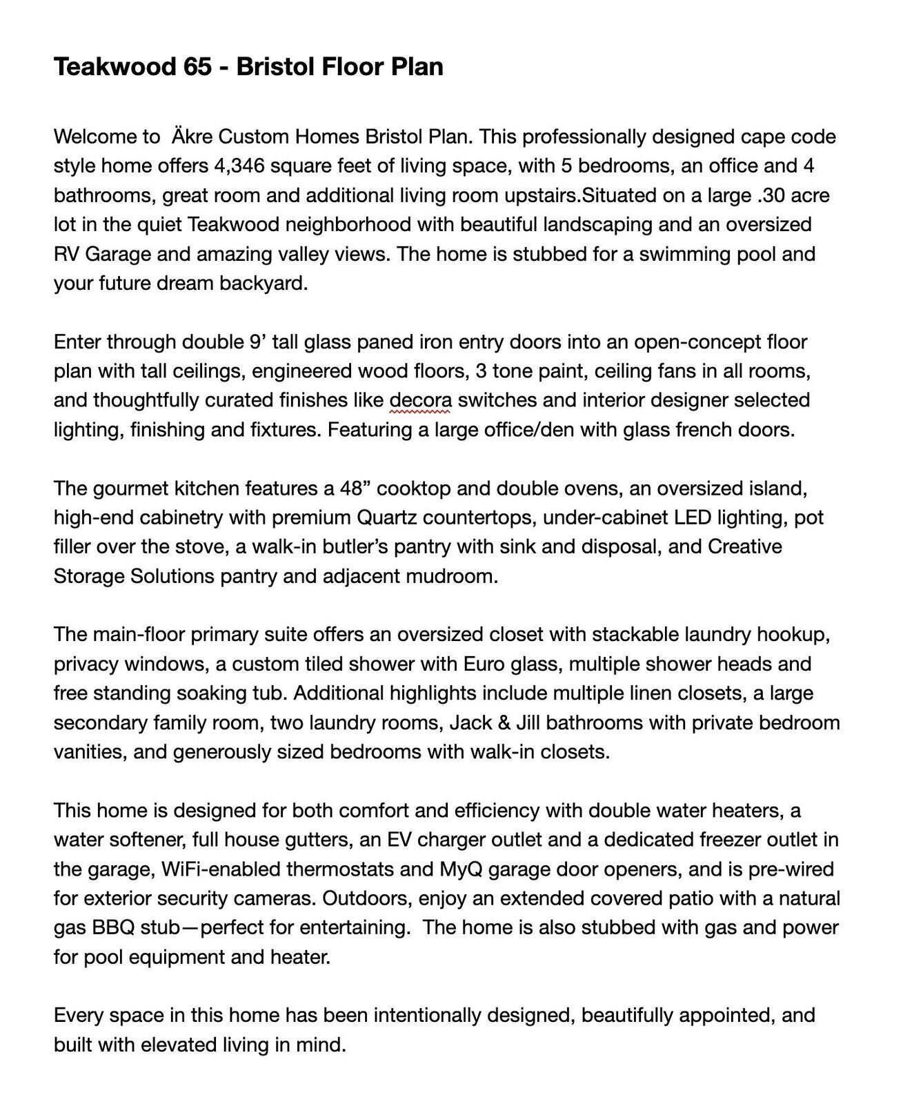 Extended description and upgrades