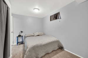 Bedroom with light carpet