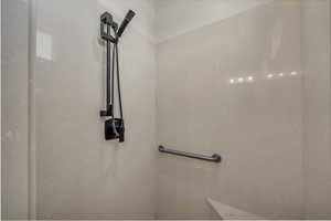 Bathroom view of a walk in shower