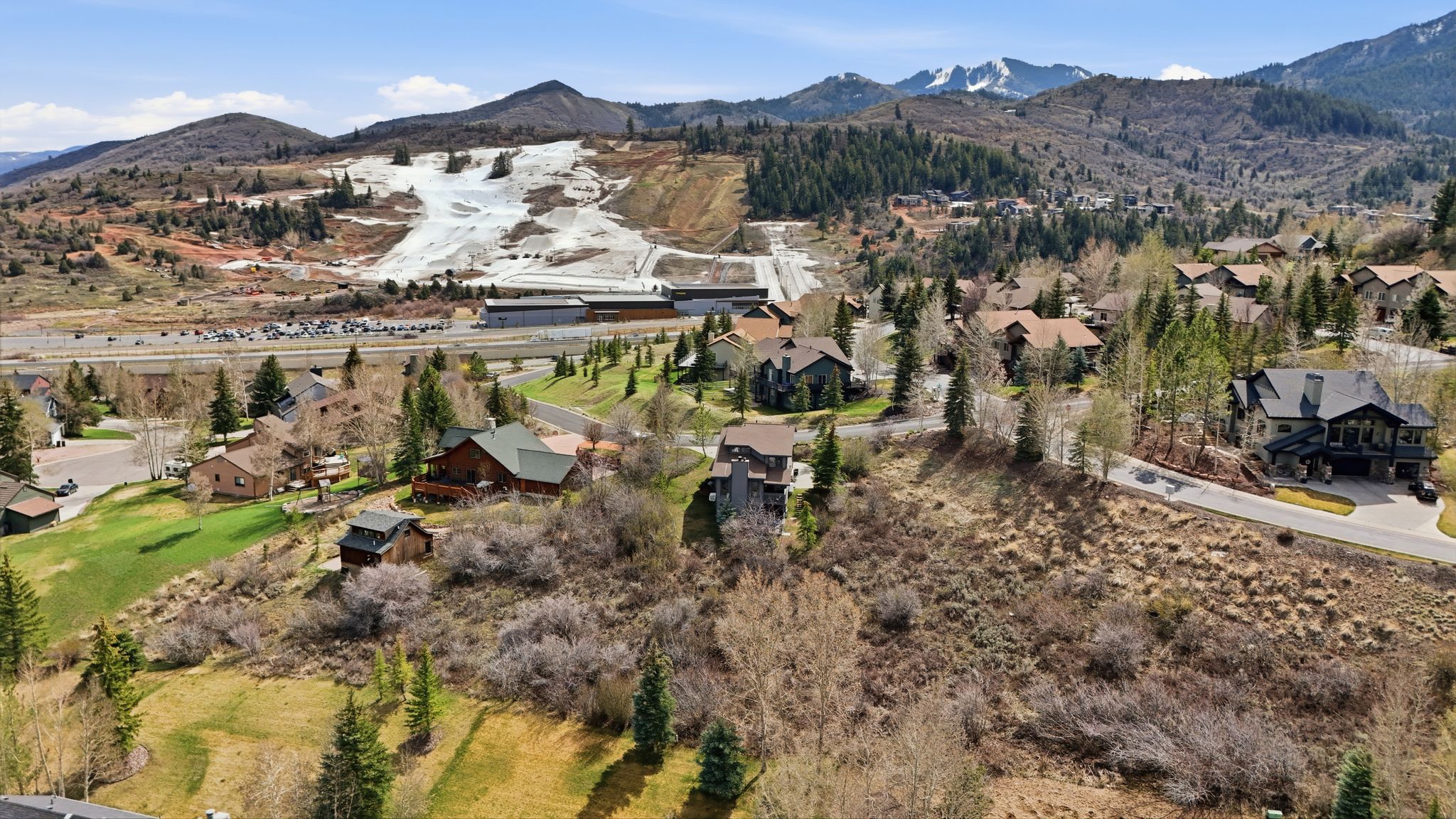 View of mountain background with nearby suburban area
