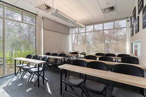 Dining room featuring expansive windows