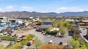 Drone / aerial view of a mountainous background