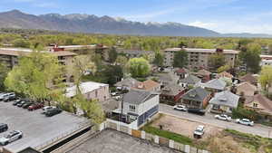 Bird's eye view of a mountain backdrop