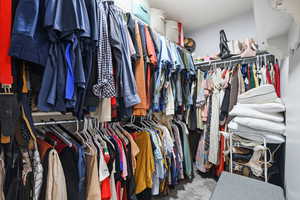 Walk in closet with carpet flooring